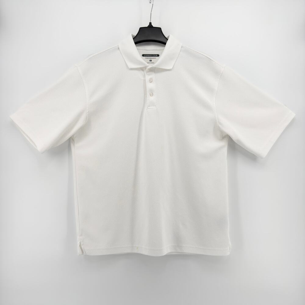 Cypress Club Performance Polo Shirt Men’s Medium White Short Sleeve Athletic Fit